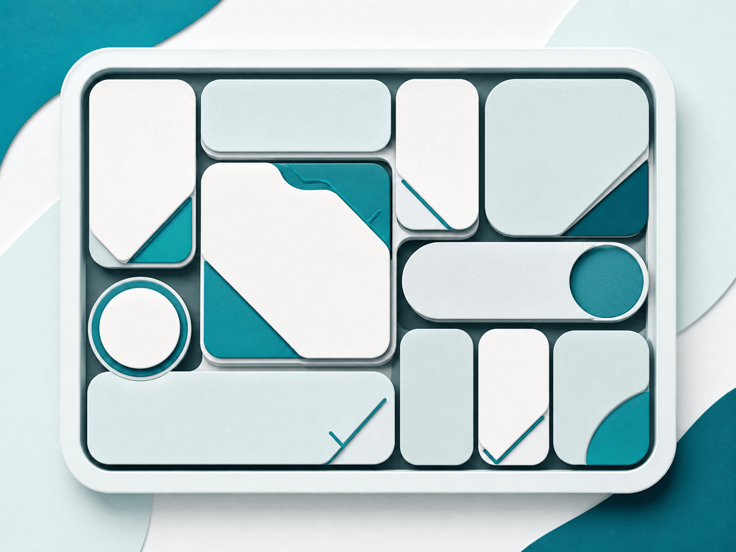 Abstract travel items arranged as flat shapes